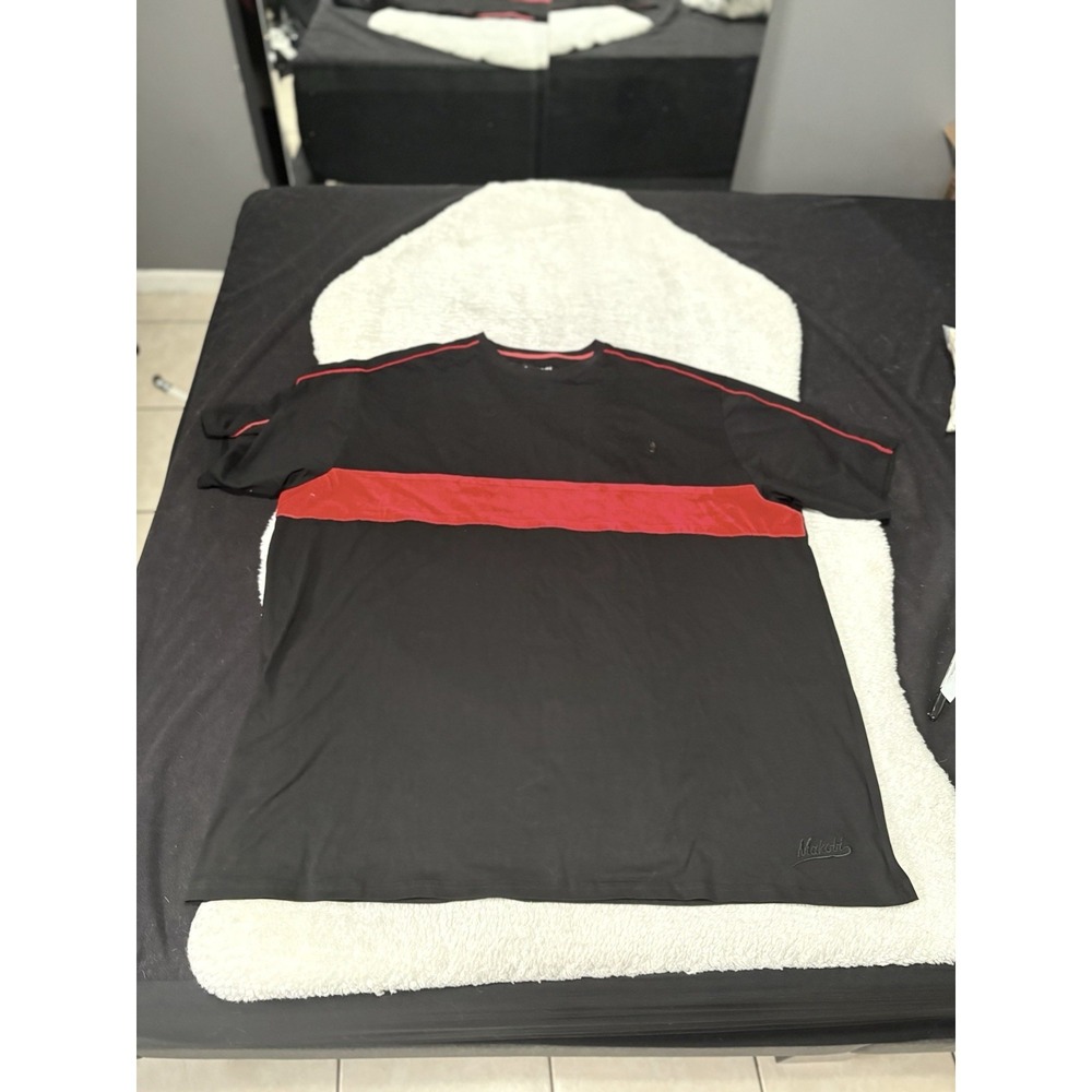 Makobi Shirt Men's Size 4XB Big 4X Black Red Velvet Hip‎ Hop Streetwear